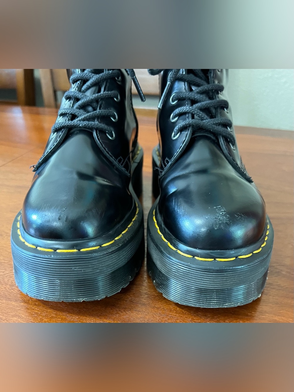 Dr. Martens Jadon Boot Smooth Black Leather Platforms Black Goth Festival Grunge - Picture 5 of 16